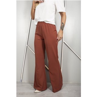 Calça Feminina Poliéster Viscose Cintura Média Alta Cós Elástico Modelagem Reta