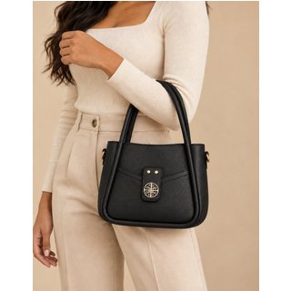 Bolsa Feminina de Mão Pequena com Alça Longa Transversal Detalhes Dourados Design Moderno Elegante para Uso Casual Passeios e Trabalho