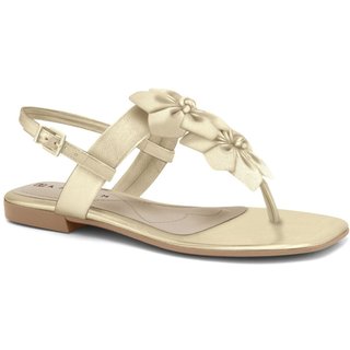 Sandália Feminina Rasteira Flor Ouro Ramarim 2425203-9