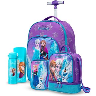 Infantil - Kit Mochila Rodinha Lancheira Estojo Escolar Frozen Garrafa Disney