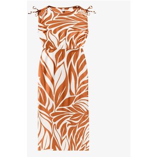 Vestido Midi Feminino Estampado Viscose Rovitex Laranja