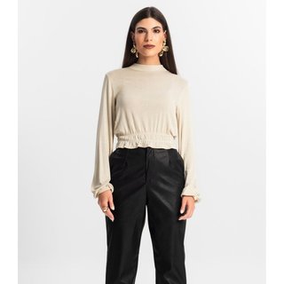 Blusa Feminina Tricot Manga Longa Endless Bege