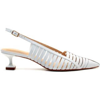 Slingback Couro Branco Salto Baixo Cecconello 2777001-3