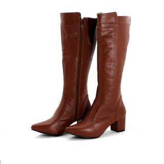 Bota Montaria Salto Cano Alto Lirom Social Em Couro Marrom