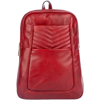 Mochila de couro grande liso slim Patricia - Vermelho
