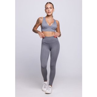 Conjunto Top Bojo e Calça Fitness Bella Fiore Modas Academia Cintura Alta Cinza