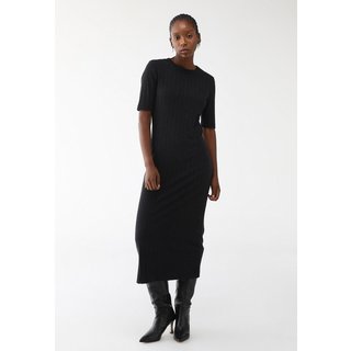 Vestido Canelado Forum Midi Liso Preto