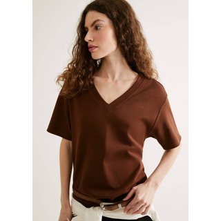Camiseta Feminina Oversized Decote V Em Malha Interlock Hering