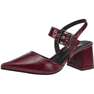 Scarpin Feminino Lóris Shoes Bico Fino Salto Bloco Confortável com Fivela Sapato Social 18400 Marsala