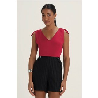 Short Feminino Listrado Lurex Marialícia Preto