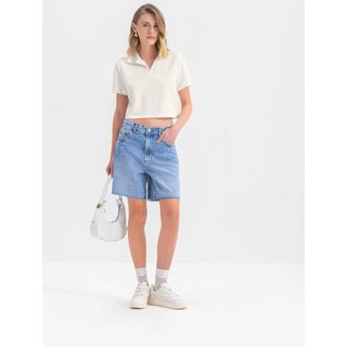 Blusa Cropped Feminina em Moletinho Essendi Off-white