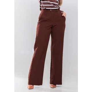 Calca Alfaiataria Classic Elegante Poliester Premium Marrom Escuro -Docce Mulher