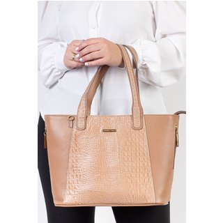 Bolsa Andrea Vinci Feminina De Couro Croco Audrey - Bege