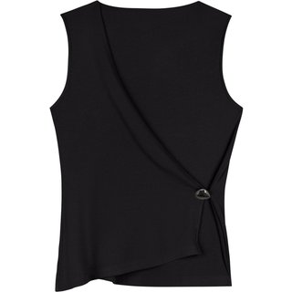 Blusa Transpassada Canelada Com Enfeite Lateral Metalizado