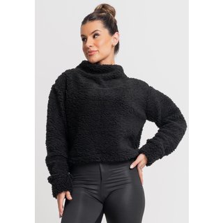 Casaco MVB Modas Cropped Gola Alta Feminino Flanelado Teddy Pelucia Preto