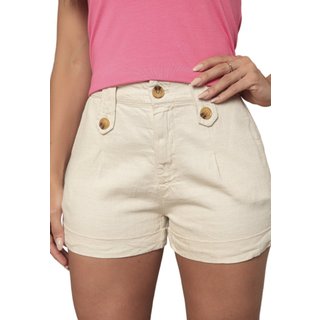 Short Dellamarca Viscolinho Natural Creme