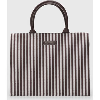 Bolsa Feminina Lança Perfume Estruturada Listrada Marrom