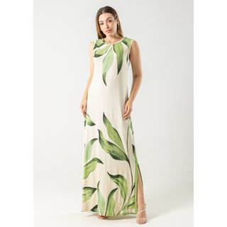 Vestido Longo Pau a Pique Estampado Verde