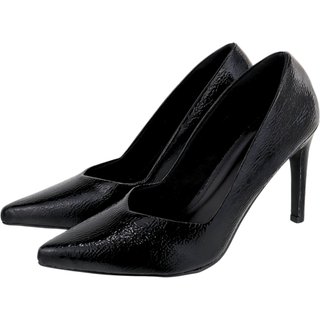 Scarpin Salto Alto Feminino Verniz Molhado Preto Hannah Footwear
