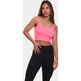 Top Cropped Alcinha Canelado Feminino Lisa Blusa Blusinha Básica Rosa