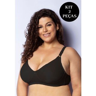 Kit 2 Sutiãs Reforçado Gabi Lingerie Plus Size Sem Bojo Sustentação Compressão Cinta Multicolorido