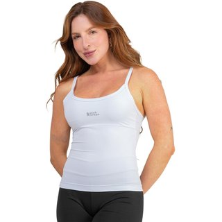 Regata Alça Fina Fitness Pink Urban Blusa Feminino Liso Poliamida Tank Top Slim Camiseta Academia Verão White