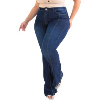 Calça Feminina Flare Jeans com Nervura Frontal Jeans Loka