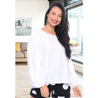 Blusa Bata Decote Redondo B'Bonnie Vânia Branca