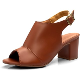 Tamanco Feminino Sandália Feminina Botinha Salto 6cm Navit Caramelo