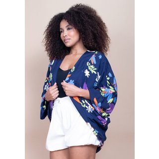 Kimono Cabanafree Estampa Festa das Flores Azul