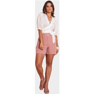 SHORT FEMININO COM BOTÁO DE STRASS Rose