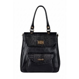 Mochila de couro croco Joanna - Preto