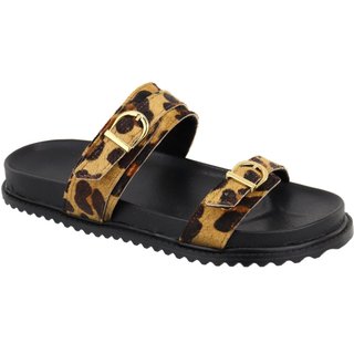 Sandalia Papete Rasteira Flat Feminina Onça Fivelas Tellini Store