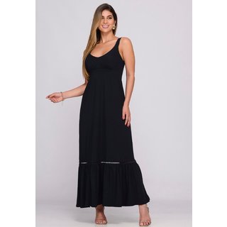 Vestido Longo Alça Barra Guipir com Bojo B’Bonnie Sarah Preto