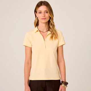 Camisa Polo Dudalina Peruan Pr26 Amarelo Claro Feminino