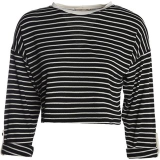 Blusa Cropped Manga 3/4 Autentique Feminina PRETO/PRETO/BRANCO