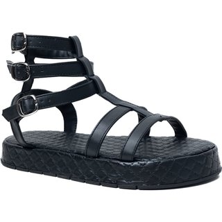 Papete Rasteira Sandalia Sola Alta Plataforma Matelassê Preto Tellini Store