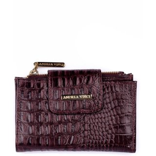 Carteira feminina de couro croco Lanna 10x15,5cm - Marsala