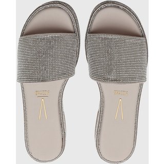 Rasteira Feminina Vizzano Slide Pedraria Prata