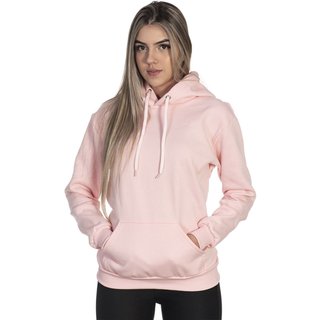Moletom Feminino Lavini Canguru Blusa De Frio liso Com Capuz Rosa