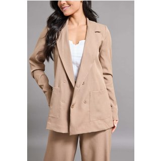 Casaco Alfaiataria Feminino Blazer Color Dialogo Jeans Caqui
