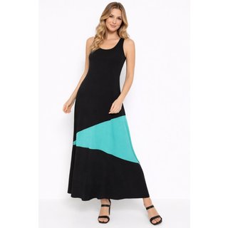 Vestido Maria Paes Longo Preto e Verde