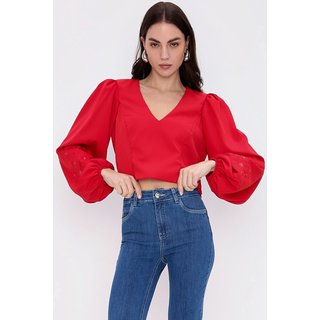 CROPPED FLOWER NIGHT RED Gatabakana