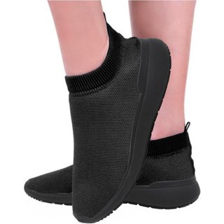 Tênis Feminino Calce Fácil Estilo Meia Respirável Academia Esporte Casual Black