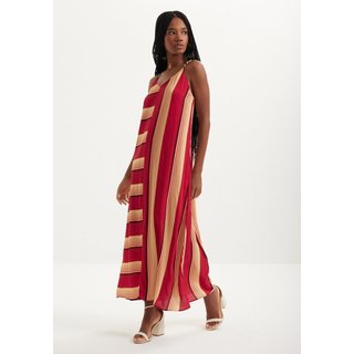 Vestido Chá Estampado De Alças Finas Em Viscose