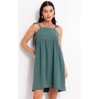 Vestido Em Crepe Plano Verde Quintess