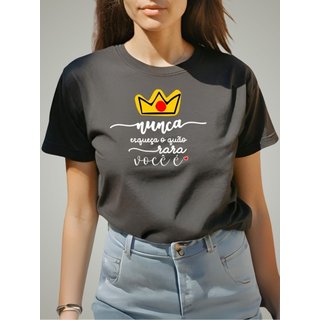 Camiseta T-shirt Feminina Plus Size GuGi Blusinha Estampado Mulher Poderosa Camisa Algodão Moda Preto