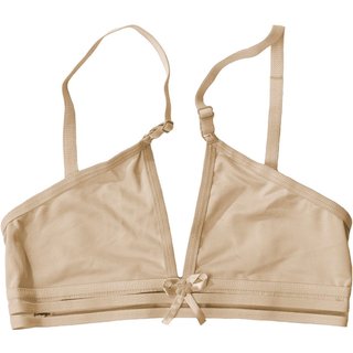 Sutiã Gabi Lingerie Sem Bojo Microfibra Top Menina Moça Juvenil Liso Alças Reguláveis Confortável Roupa de Menina Elegante Bege