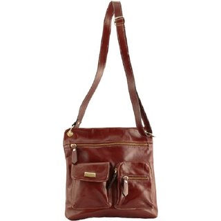Bolsa Feminina Transversal Elegante Zinco Betania Couros Whisky em Couro