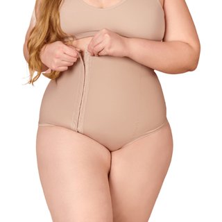 Cinta Alta Pós-parto Plus Size Cirúrgica Modeladora Cintura com Fecho Média Compressão Shanty Lingerie Bege